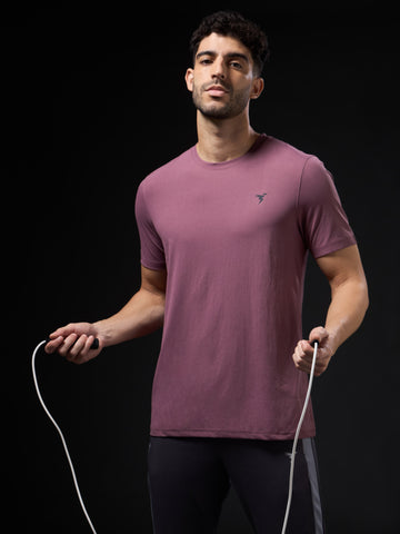 Men Solid Slim Fit Crew Neck T-shirt with COTFLEX