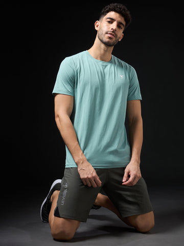 Men Solid Slim Fit Crew Neck T-shirt with COTFLEX