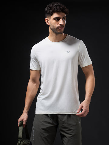 Men Solid Slim Fit Crew Neck T-shirt with COTFLEX