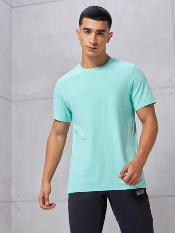 Men Solid Slim Fit Crew Neck T-shirt with COTFLEX