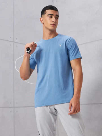 Men Solid Slim Fit Crew Neck T-shirt with COTFLEX