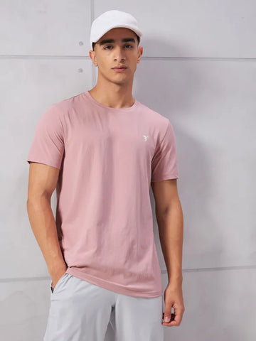 Men Solid Slim Fit Crew Neck T-shirt with COTFLEX