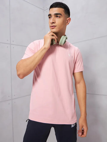 Men Solid Slim Fit Crew Neck T-shirt with COTFLEX