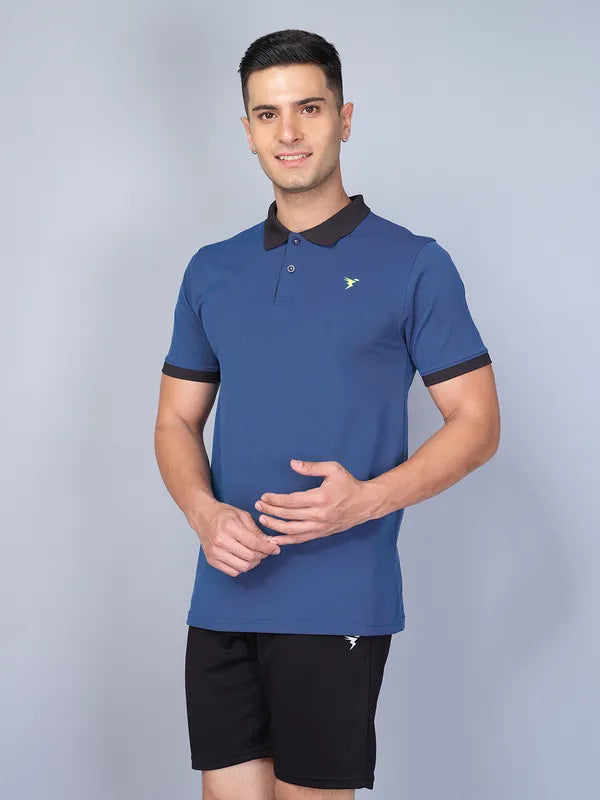 Men Colorblock Slim Fit Polo T-shirt with ELASTO PLUS