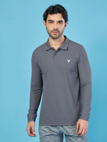 Men Solid Slim Fit Polo T-shirt with MATPIQ