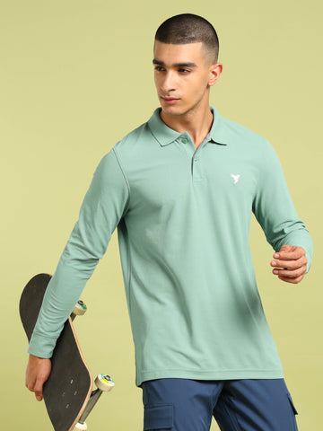 Men Solid Slim Fit Polo T-shirt with MATPIQ