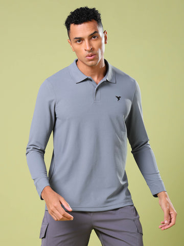 Men Solid Slim Fit Polo T-shirt with MATPIQ