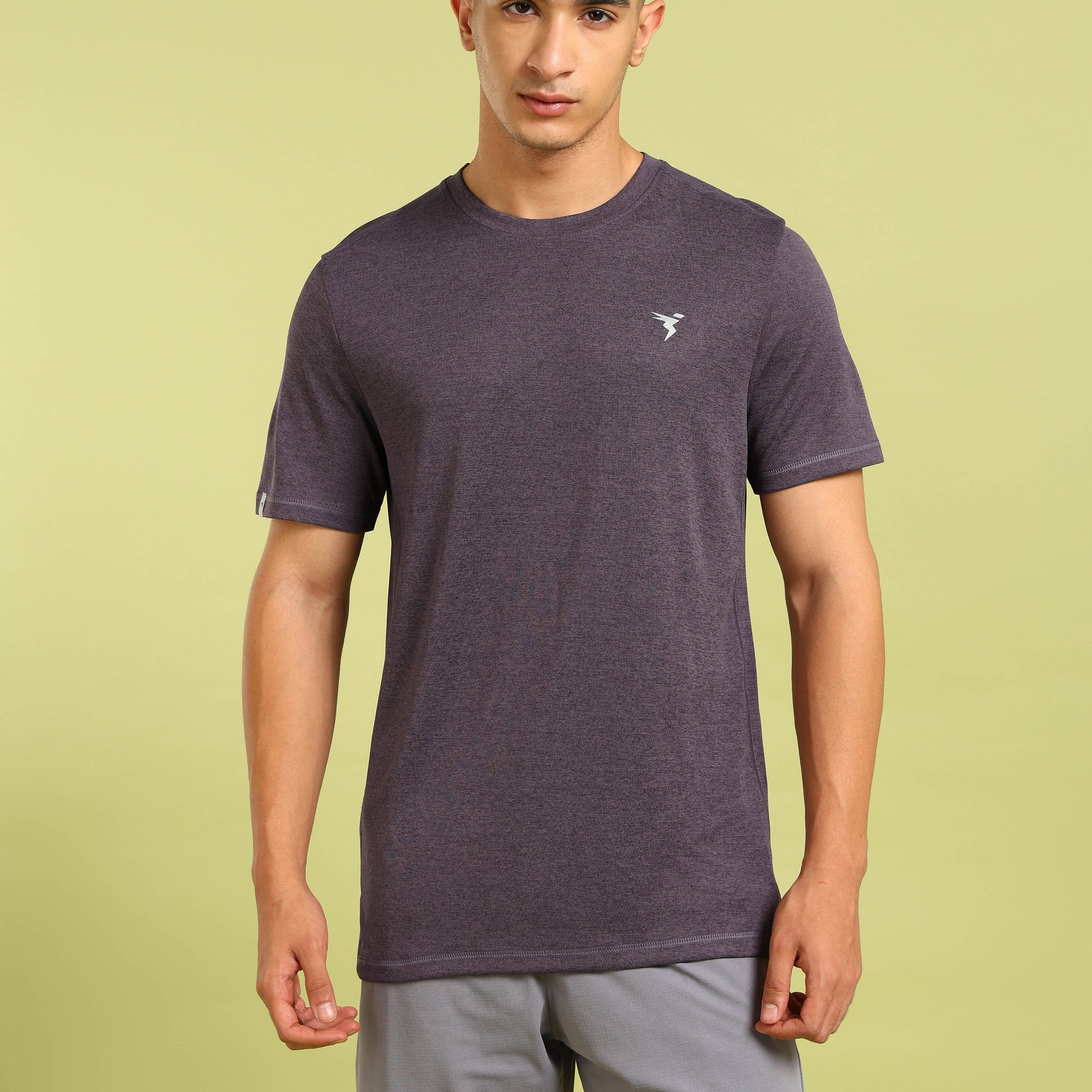 Men Solid Slim Fit Crew Neck T-shirt with DOUBLE COOL