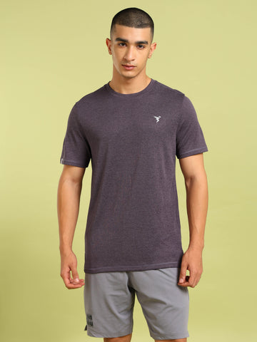 Men Solid Slim Fit Crew Neck T-shirt with DOUBLE COOL