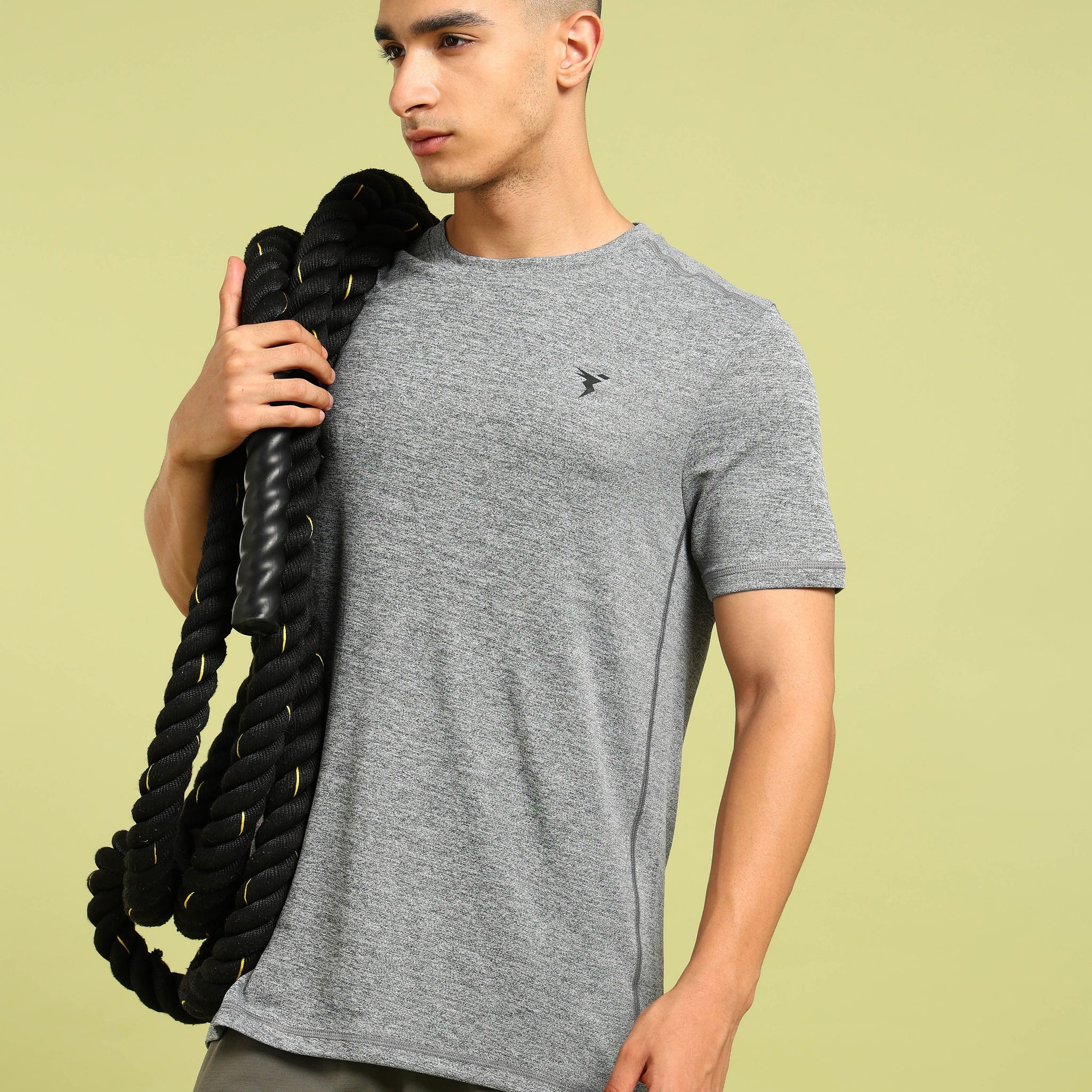 Men Solid Slim Fit Crew Neck T-shirt with DOUBLE COOL