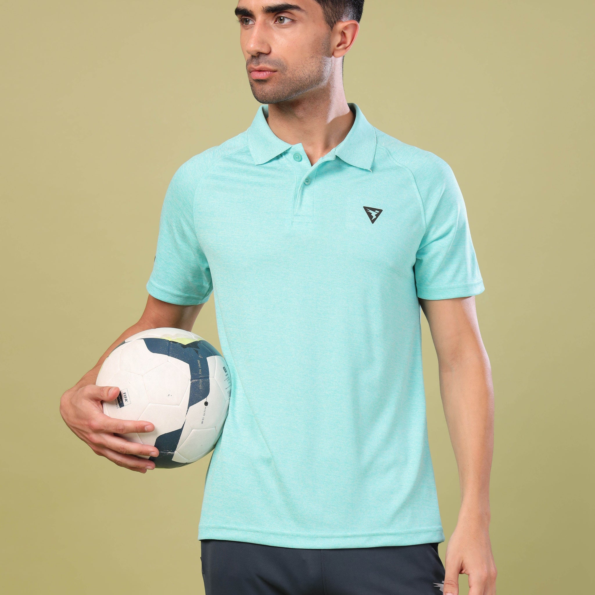 Men Melange Slim Fit Polo T-shirt with DOUBLE COOL