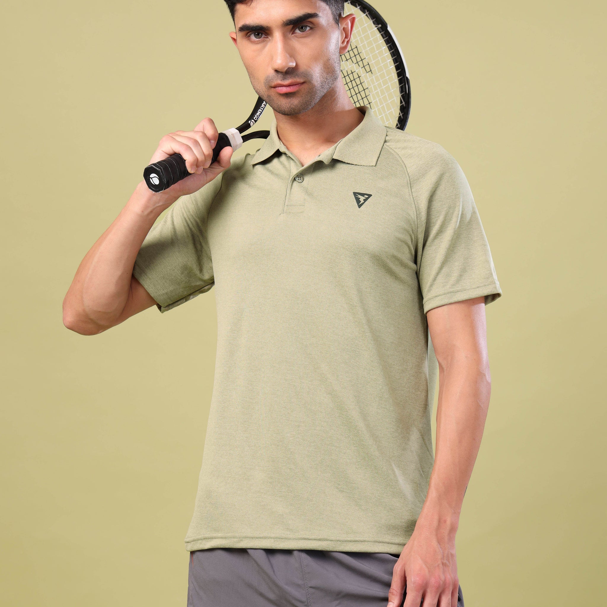 Men Melange Slim Fit Polo T-shirt with DOUBLE COOL