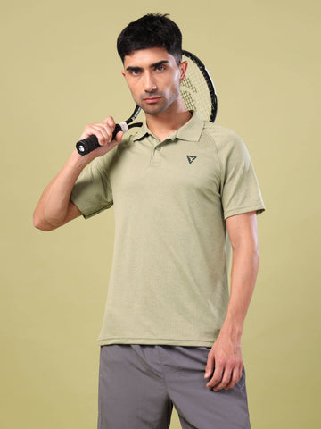 Men Melange Slim Fit Polo T-shirt with DOUBLE COOL