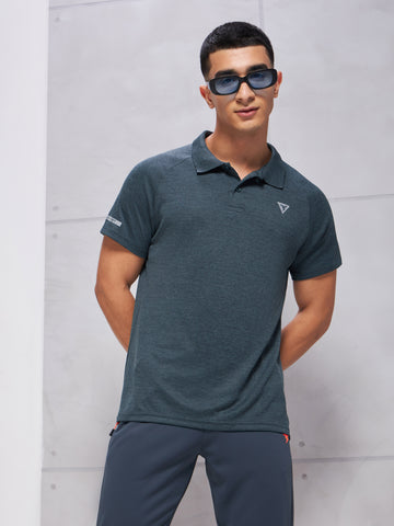 Men Melange Slim Fit Polo T-shirt with DOUBLE COOL