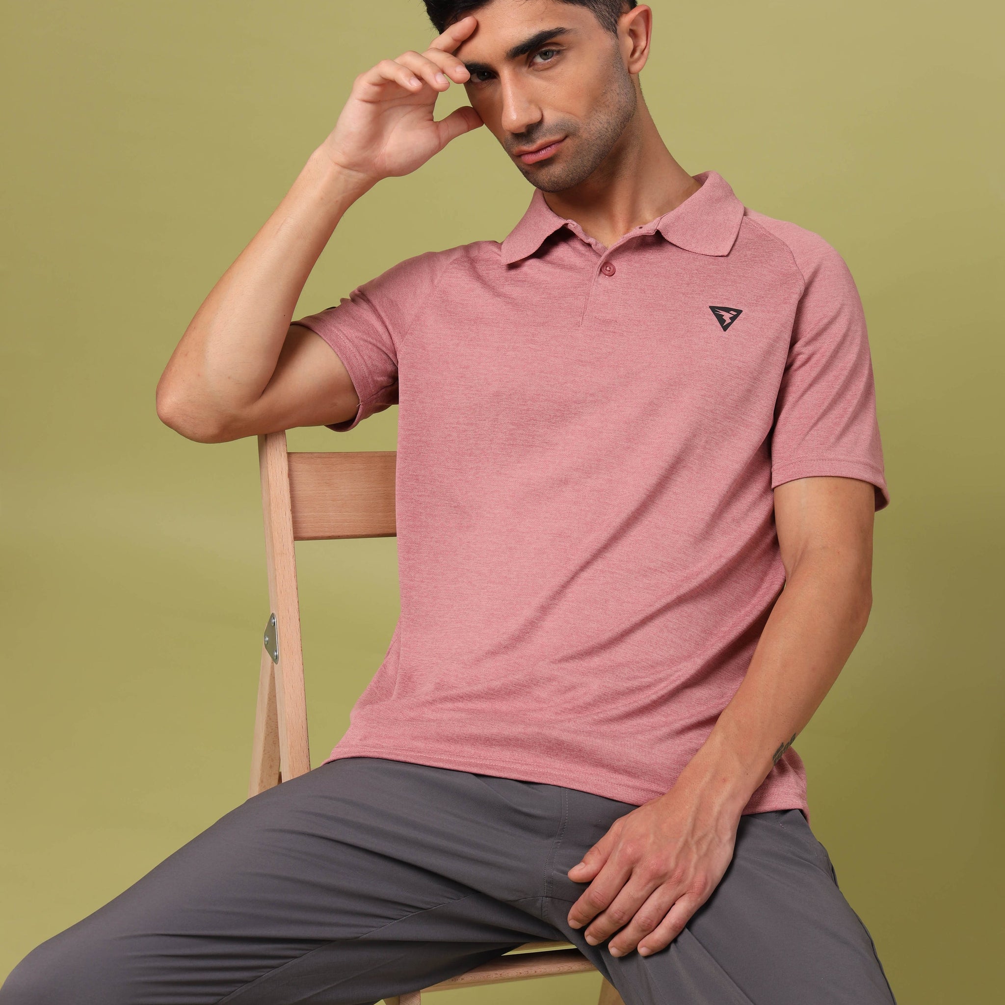 Men Melange Slim Fit Polo T-shirt with DOUBLE COOL