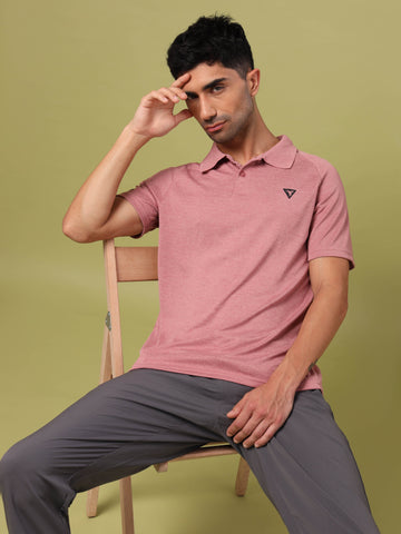 Men Melange Slim Fit Polo T-shirt with DOUBLE COOL