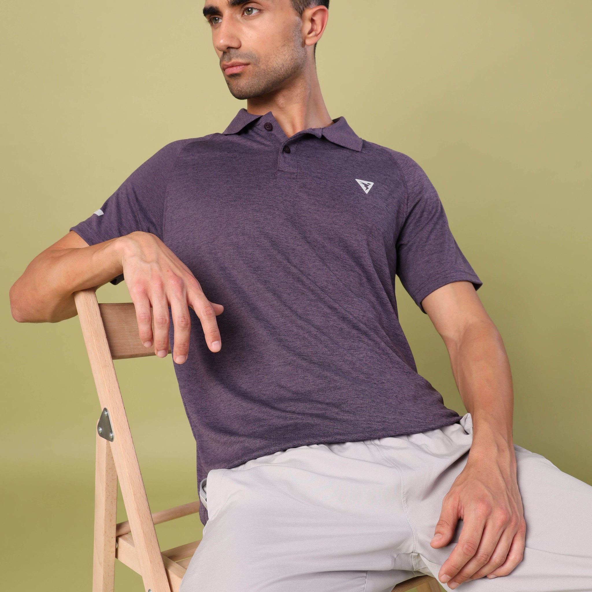 Men Melange Slim Fit Polo T-shirt with DOUBLE COOL