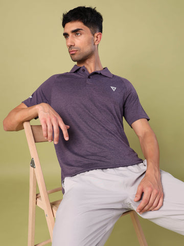 Men Melange Slim Fit Polo T-shirt with DOUBLE COOL