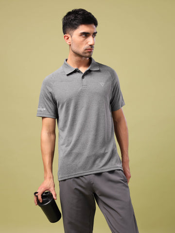 Men Melange Slim Fit Polo T-shirt with DOUBLE COOL