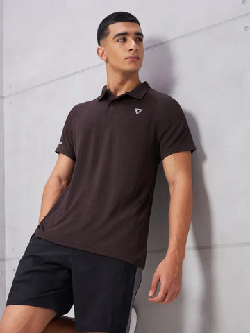 Men Melange Slim Fit Polo T-shirt with DOUBLE COOL