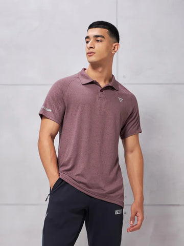 Men Melange Slim Fit Polo T-shirt with DOUBLE COOL