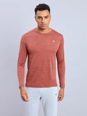 Men Melange Slim Fit Crew Neck T-shirt with DOUBLE COOL