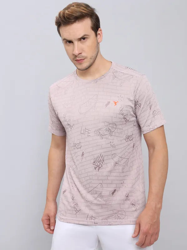 Men Jacquard Slim Fit Crew Neck T-shirt with DOUBLE COOL