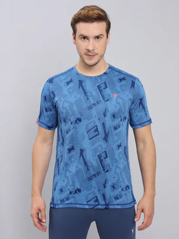 Men Jacquard Slim Fit Crew Neck T-shirt with DOUBLE COOL
