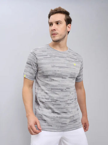 Men Jacquard Slim Fit Crew Neck T-shirt with DOUBLE COOL