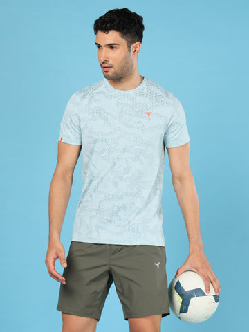 Men Jacquard Slim Fit Crew Neck T-shirt with DOUBLE COOL