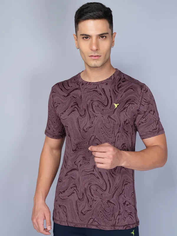 Men Jacquard Slim Fit Crew Neck T-shirt with DOUBLE COOL