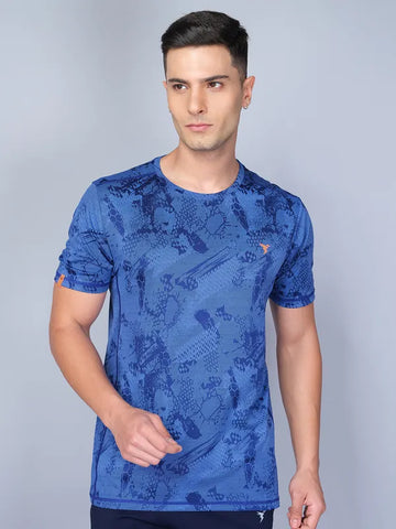 Men Jacquard Slim Fit Crew Neck T-shirt with DOUBLE COOL