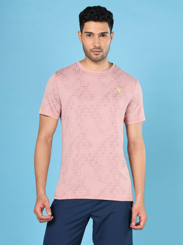 Men Jacquard Slim Fit Crew Neck T-shirt with DOUBLE COOL