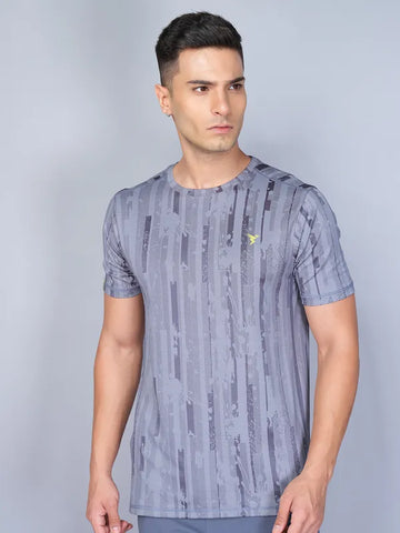 Men Jacquard Slim Fit Crew Neck T-shirt with DOUBLE COOL