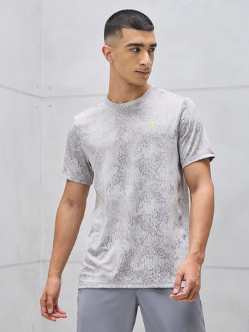 Men Jacquard Slim Fit Crew Neck T-shirt with DOUBLE COOL