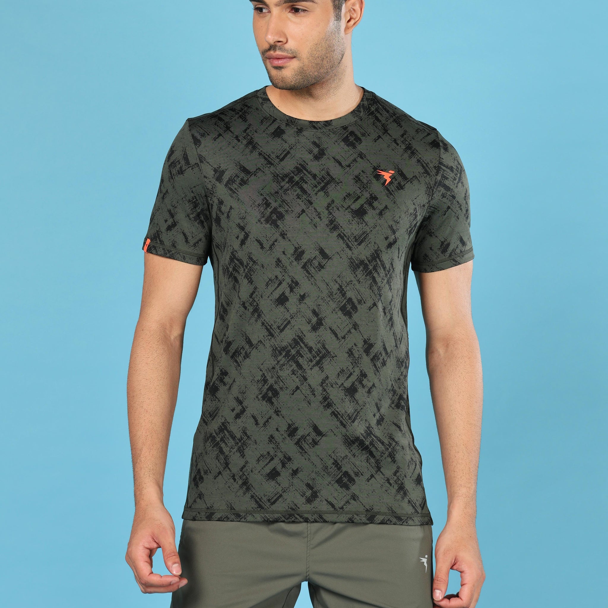 Men Jacquard Slim Fit Crew Neck T-shirt with DOUBLE COOL