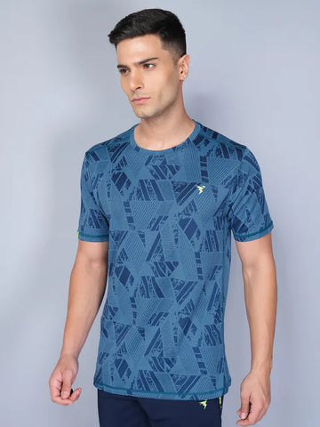 Men Jacquard Slim Fit Crew Neck T-shirt with DOUBLE COOL