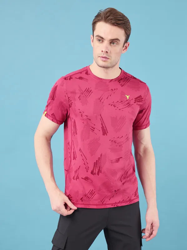 Men Jacquard Slim Fit Crew Neck T-shirt with DOUBLE COOL