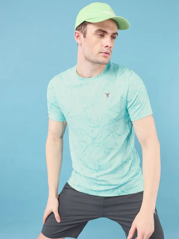 Men Jacquard Slim Fit Crew Neck T-shirt with DOUBLE COOL