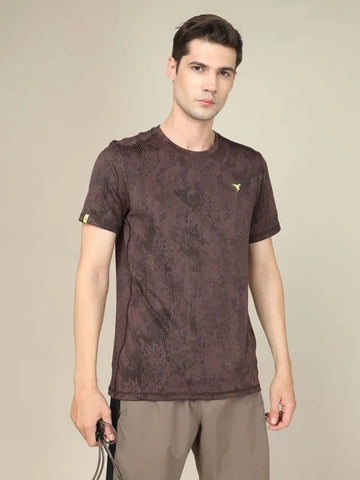 Men Jacquard Slim Fit Crew Neck T-shirt with DOUBLE COOL