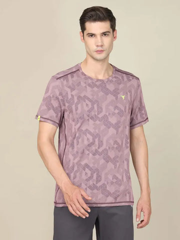 Men Jacquard Slim Fit Crew Neck T-shirt with DOUBLE COOL