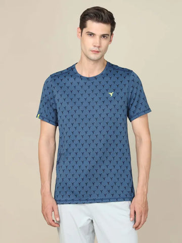 Men Jacquard Slim Fit Crew Neck T-shirt with DOUBLE COOL