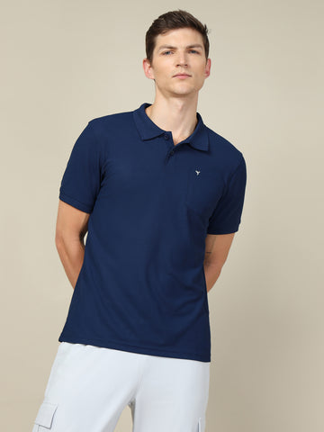 Men Solid Slim Fit Polo T-shirt with MATPIQ