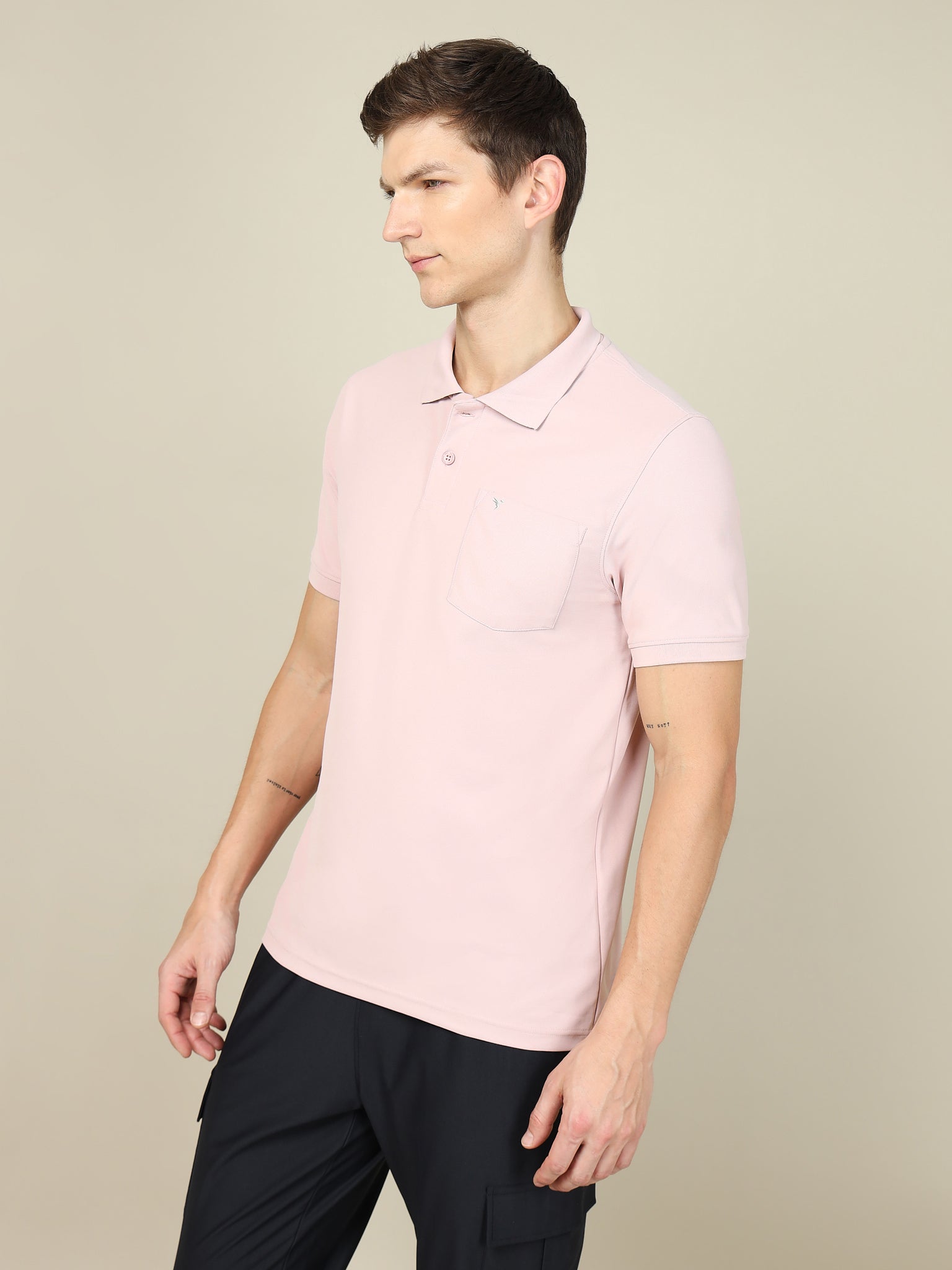 Men Solid Slim Fit Polo T-shirt with MATPIQ