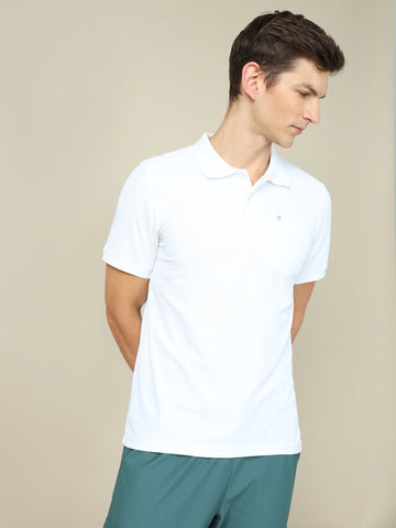 Men Solid Slim Fit Polo T-shirt with MATPIQ