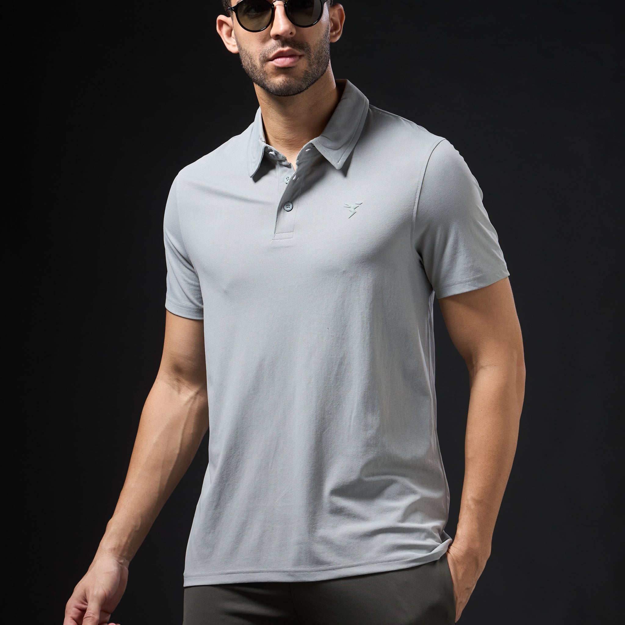 Men Solid Slim Fit Polo T-shirt with COTFLEX