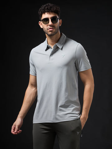 Men Solid Slim Fit Polo T-shirt with COTFLEX