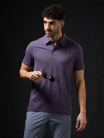 Men Solid Slim Fit Polo T-shirt with COTFLEX