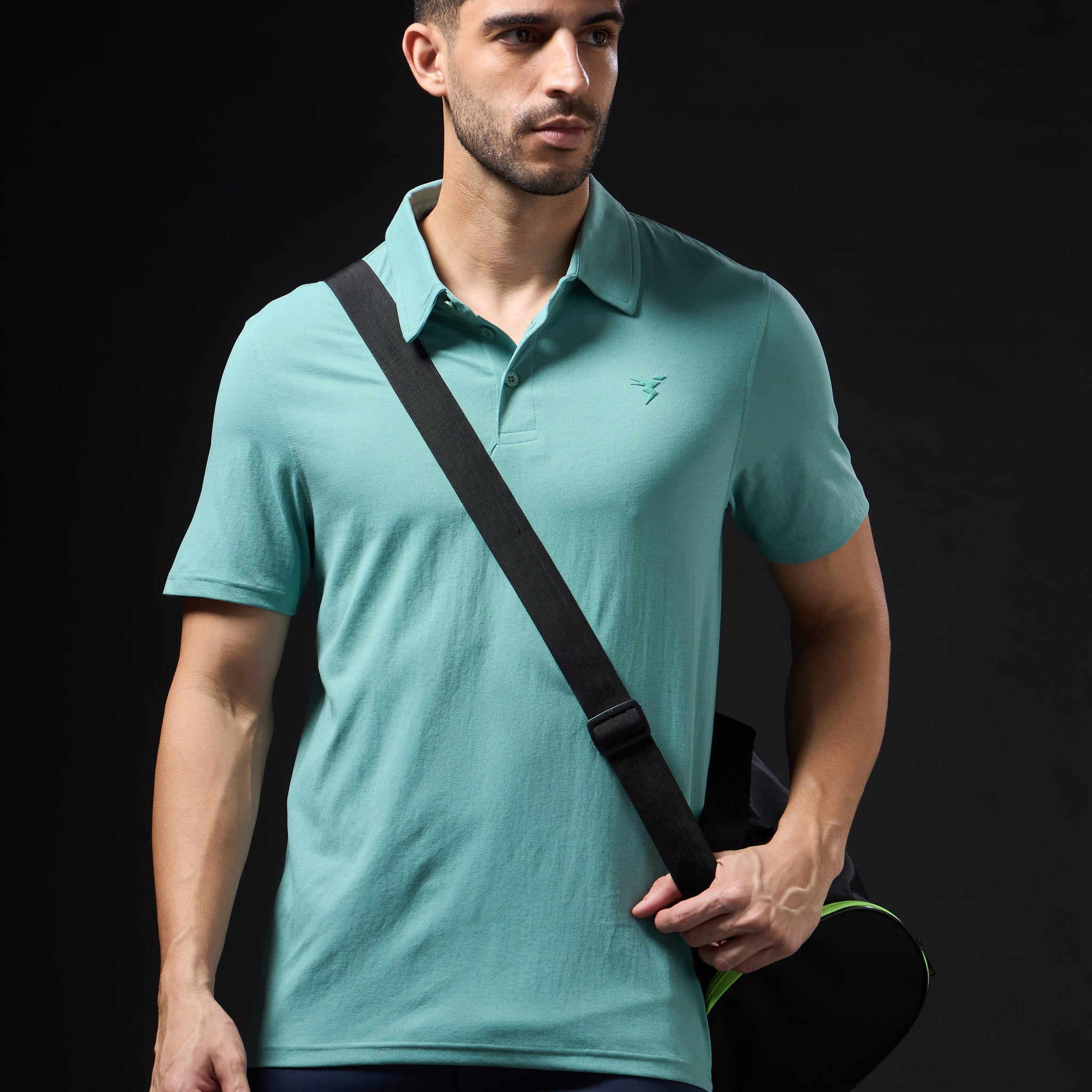 Men Solid Slim Fit Polo T-shirt with COTFLEX