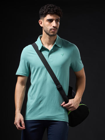 Men Solid Slim Fit Polo T-shirt with COTFLEX